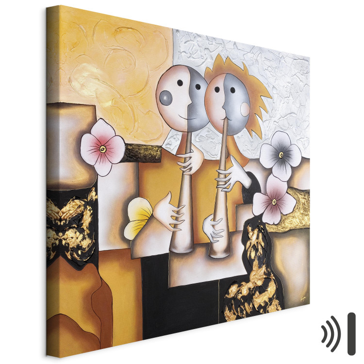 Canvas Art Print Minstrels (1-piece) - abstract figures with flowers and designs 47284 additionalImage 8