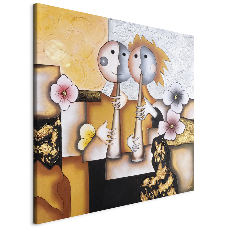 Canvas Art Print Minstrels (1-piece) - abstract figures with flowers and designs 47284 additionalImage 2