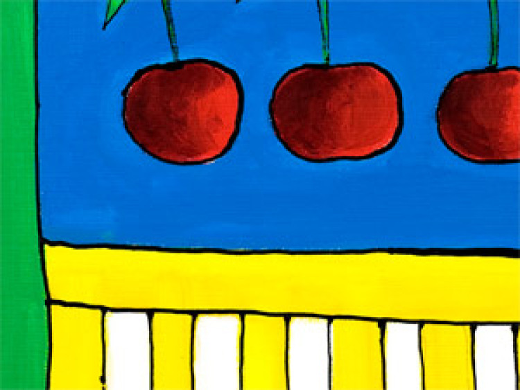 Canvas Art Print Lemon Cherry Apple (3-piece) - Illustrations on a colorful background 48484 additionalImage 2