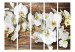 Room Separator Forest Orchid II - white orchid flowers on a wooden texture background 95684 additionalThumb 3