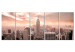 Canvas Art Print New York: Manhattan (5-piece) - Cityscape Under Illuminated Sky 98584