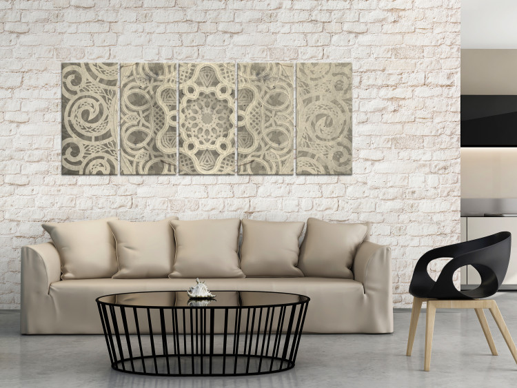 Canvas Art Print A piece of mandala - an ethnic pattern stylized as embroidery 104994 additionalImage 3