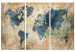 Canvas Art Print Retro Map (3 Parts) 108194