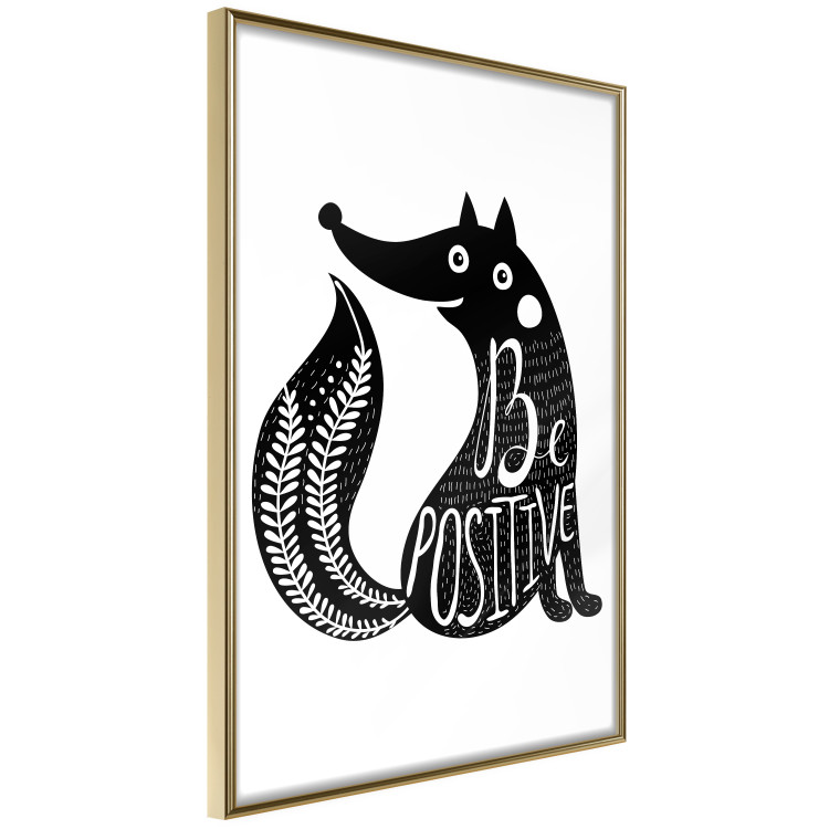 Poster Be Positive - black and white composition with animal motif and a quote 114794 additionalImage 12