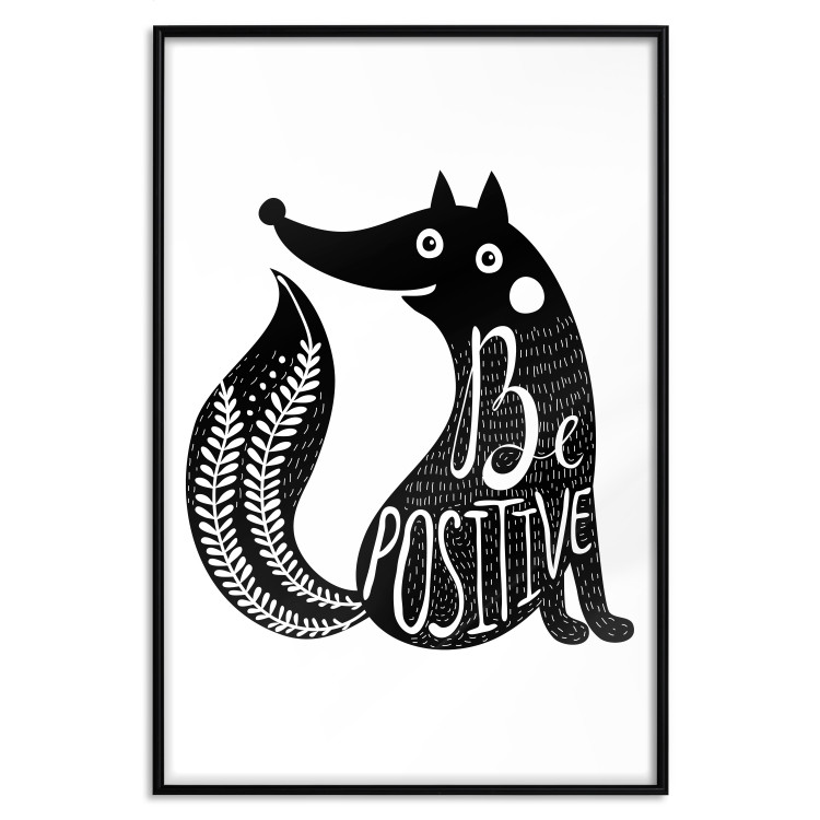 Poster Be Positive - black and white composition with animal motif and a quote 114794 additionalImage 18