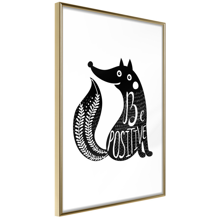 Poster Be Positive - black and white composition with animal motif and a quote 114794 additionalImage 8