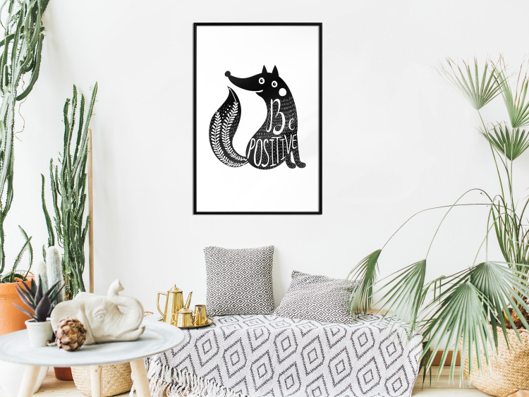 Poster Be Positive - black and white composition with animal motif and a quote 114794 additionalImage 6