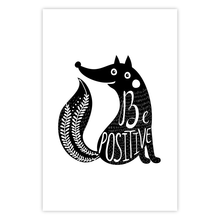 Poster Be Positive - black and white composition with animal motif and a quote 114794 additionalImage 19
