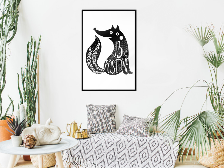 Poster Be Positive - black and white composition with animal motif and a quote 114794 additionalImage 3