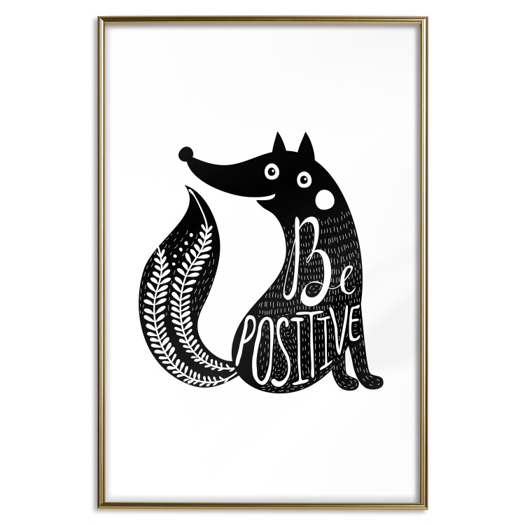 Poster Be Positive - black and white composition with animal motif and a quote 114794 additionalImage 14