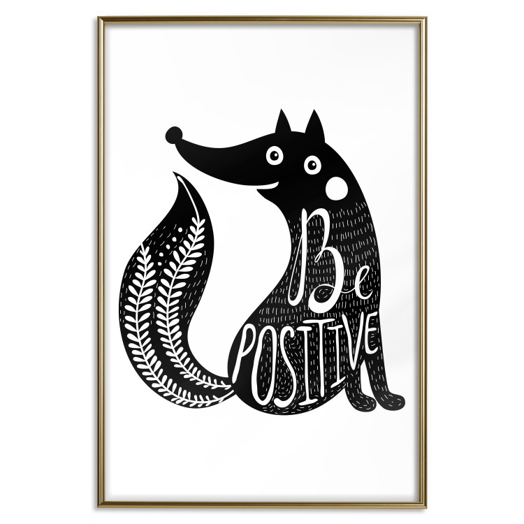 Poster Be Positive - black and white composition with animal motif and a quote 114794 additionalImage 20
