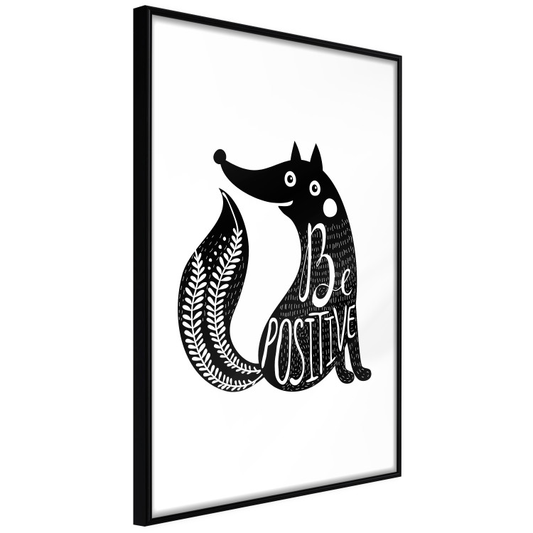 Poster Be Positive - black and white composition with animal motif and a quote 114794 additionalImage 13
