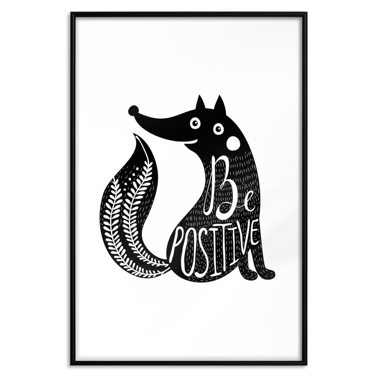 Poster Be Positive - black and white composition with animal motif and a quote 114794 additionalImage 15
