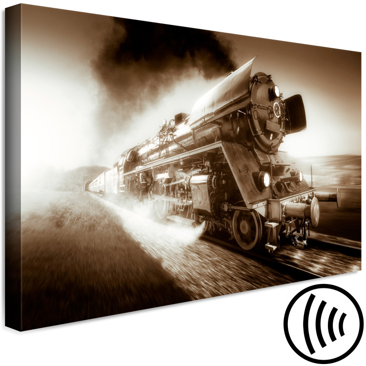 Canvas Art Print Train in the Whirlwind of Speed (1-part) - Vehicle in Sepia and Smoke 116394 additionalImage 6