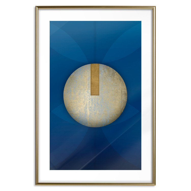 Poster Indigo Abstraction - geometric composition in navy with a golden circle 117594 additionalImage 14
