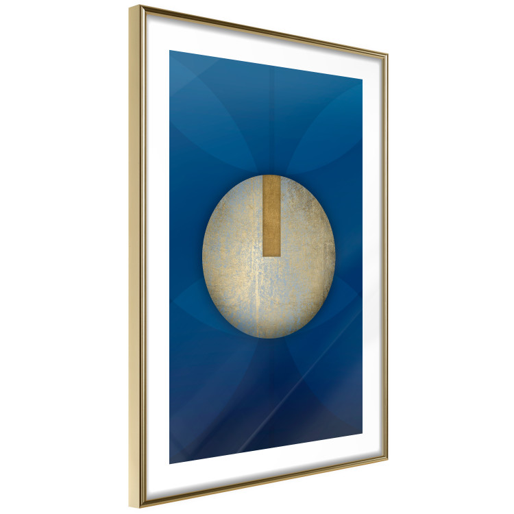 Poster Indigo Abstraction - geometric composition in navy with a golden circle 117594 additionalImage 8