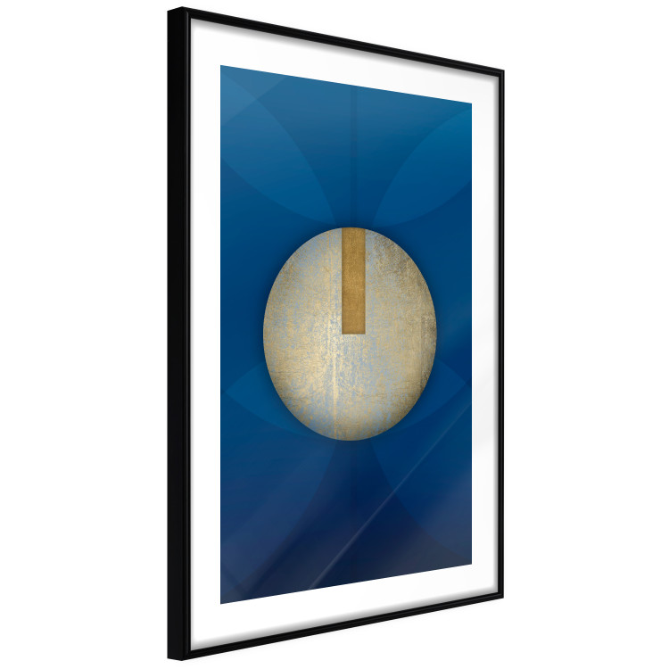 Poster Indigo Abstraction - geometric composition in navy with a golden circle 117594 additionalImage 13