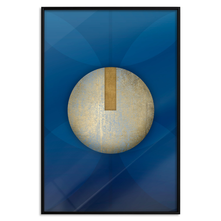 Poster Indigo Abstraction - geometric composition in navy with a golden circle 117594 additionalImage 24