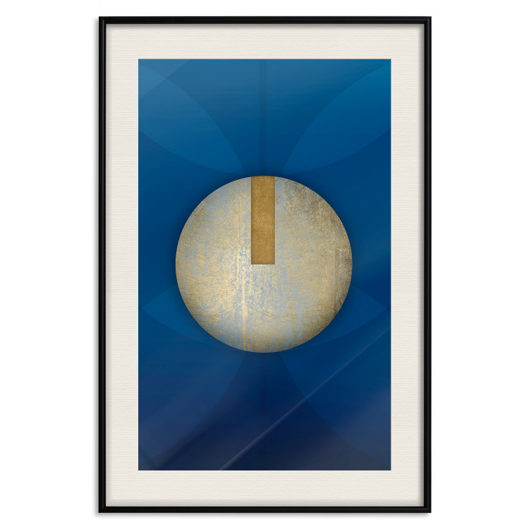 Poster Indigo Abstraction - geometric composition in navy with a golden circle 117594 additionalImage 18