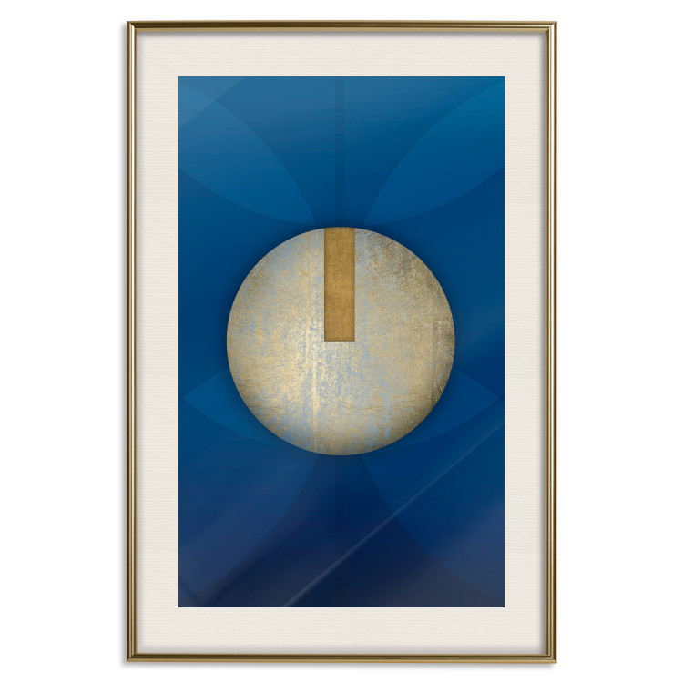 Poster Indigo Abstraction - geometric composition in navy with a golden circle 117594 additionalImage 19