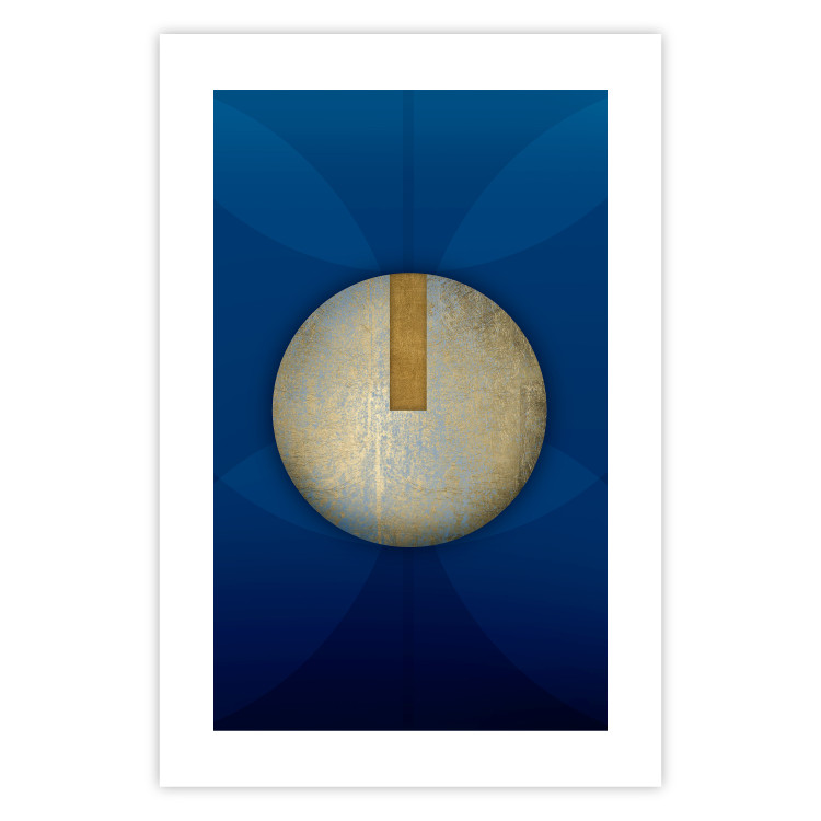 Poster Indigo Abstraction - geometric composition in navy with a golden circle 117594 additionalImage 25