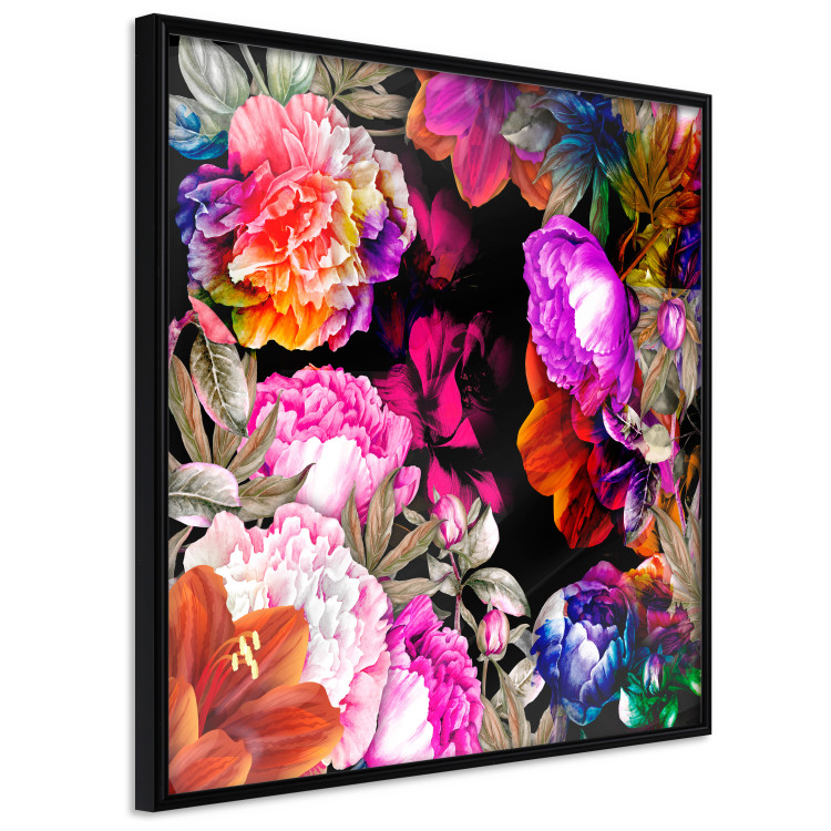 Wall Poster Summer Garden - colorful composition with peony flowers on a black background 117994 additionalImage 12
