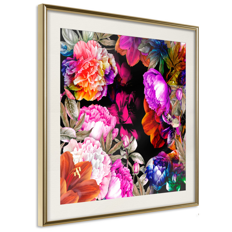 Wall Poster Summer Garden - colorful composition with peony flowers on a black background 117994 additionalImage 2