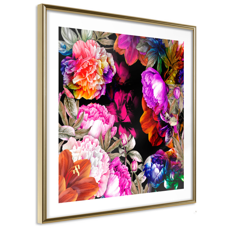 Wall Poster Summer Garden - colorful composition with peony flowers on a black background 117994 additionalImage 8