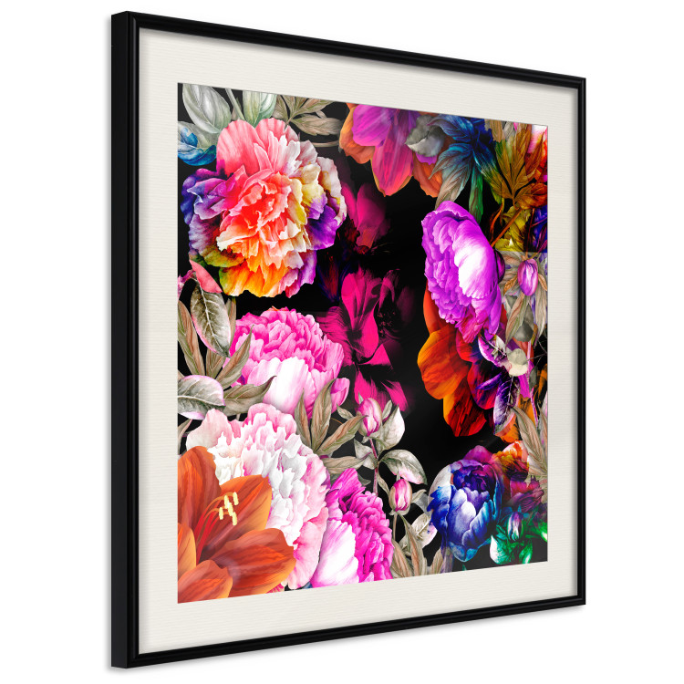 Wall Poster Summer Garden - colorful composition with peony flowers on a black background 117994 additionalImage 3