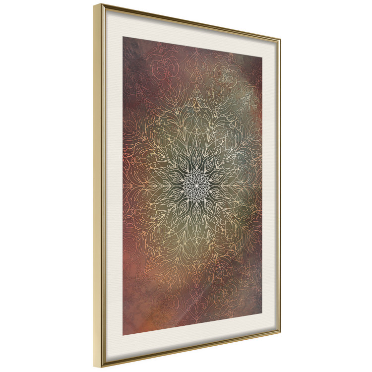 Wall Poster Oriental Wheel - composition with a Mandala in shades of gold in a zen style 118794 additionalImage 14