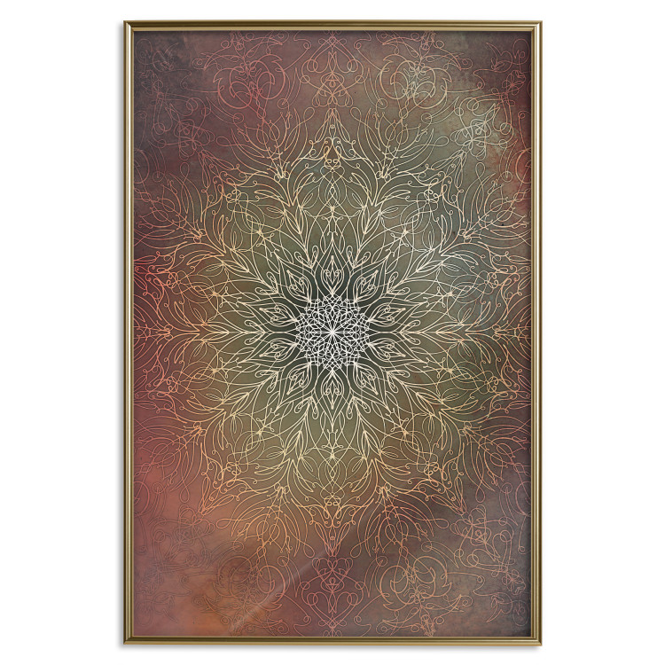 Wall Poster Oriental Wheel - composition with a Mandala in shades of gold in a zen style 118794 additionalImage 20
