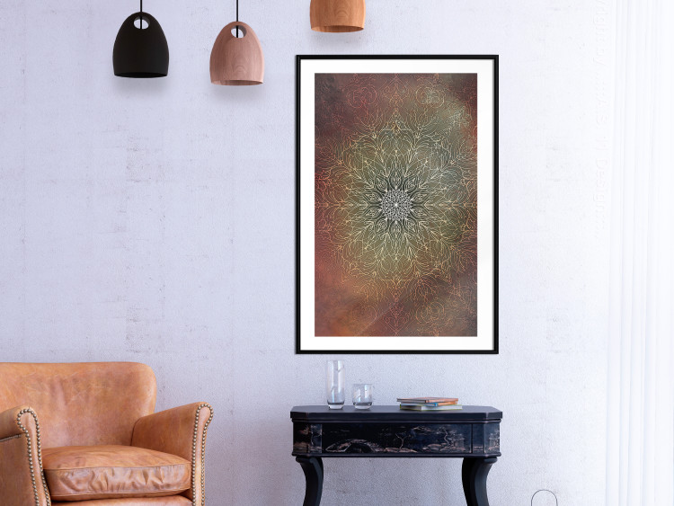 Wall Poster Oriental Wheel - composition with a Mandala in shades of gold in a zen style 118794 additionalImage 10