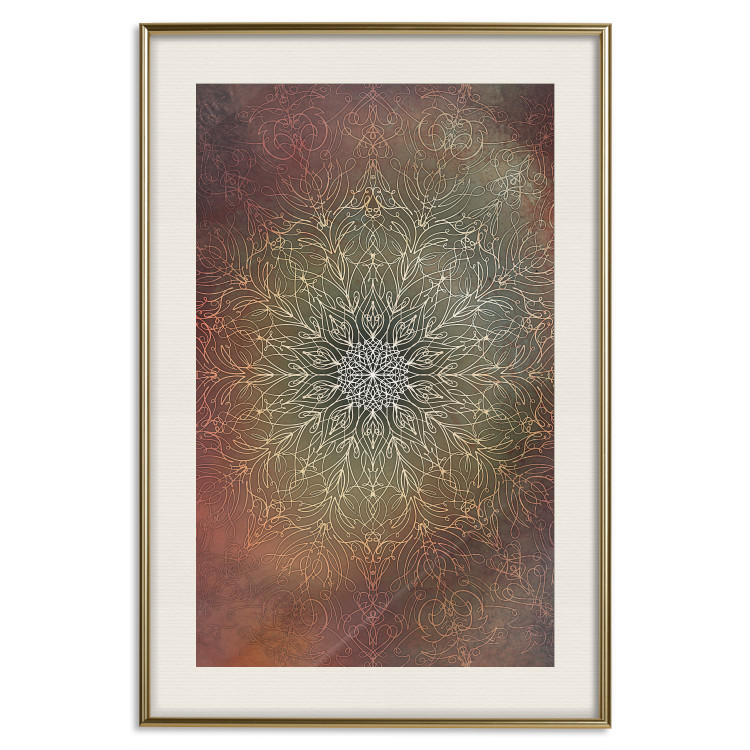 Wall Poster Oriental Wheel - composition with a Mandala in shades of gold in a zen style 118794 additionalImage 19