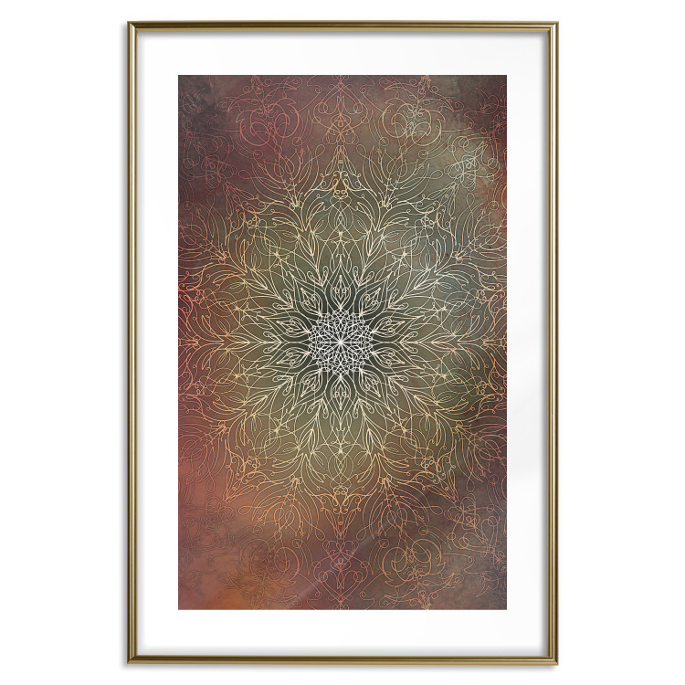 Wall Poster Oriental Wheel - composition with a Mandala in shades of gold in a zen style 118794 additionalImage 14