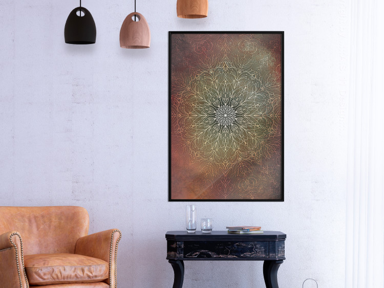 Wall Poster Oriental Wheel - composition with a Mandala in shades of gold in a zen style 118794 additionalImage 8