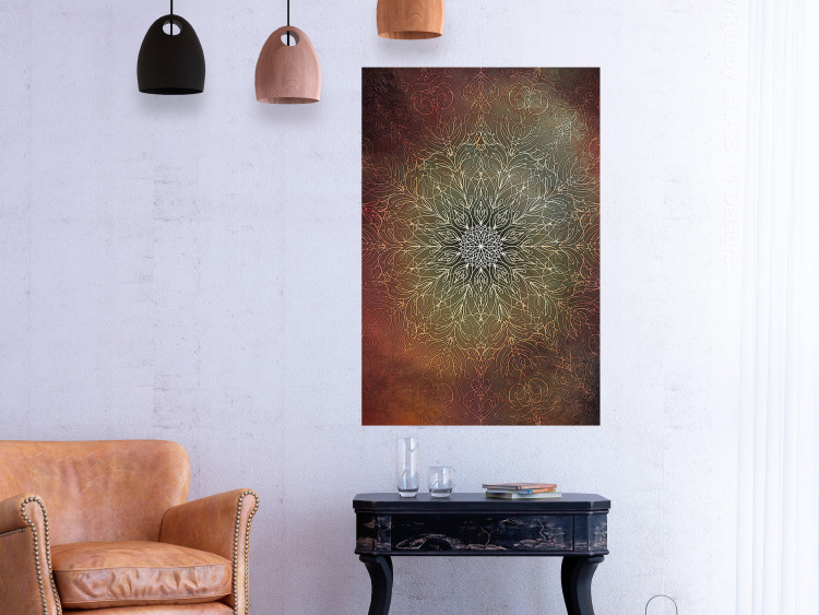 Wall Poster Oriental Wheel - composition with a Mandala in shades of gold in a zen style 118794 additionalImage 23