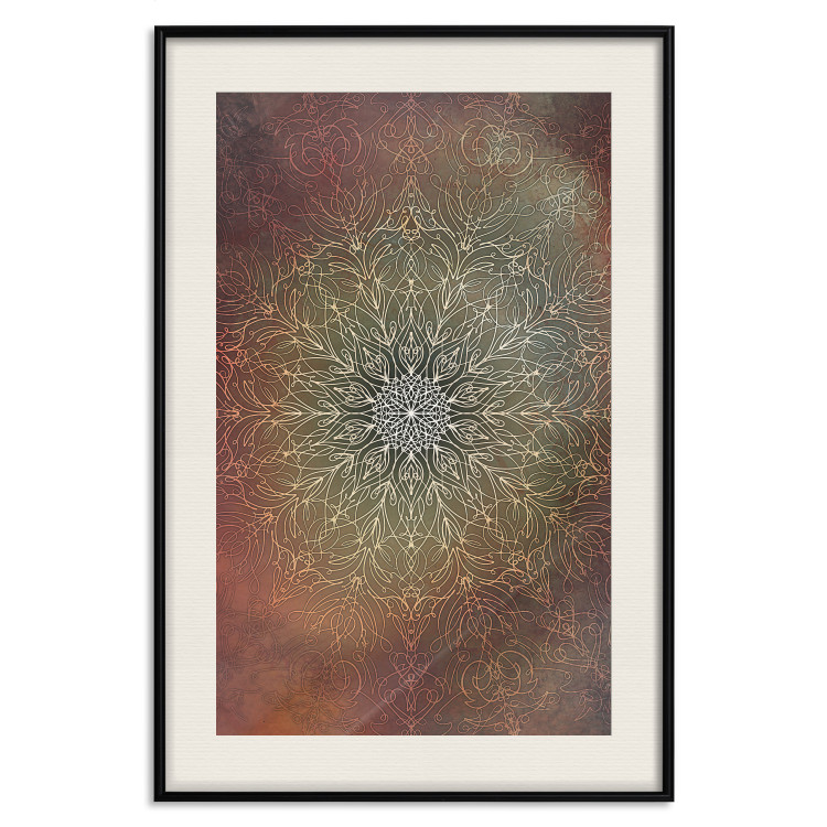 Wall Poster Oriental Wheel - composition with a Mandala in shades of gold in a zen style 118794 additionalImage 18
