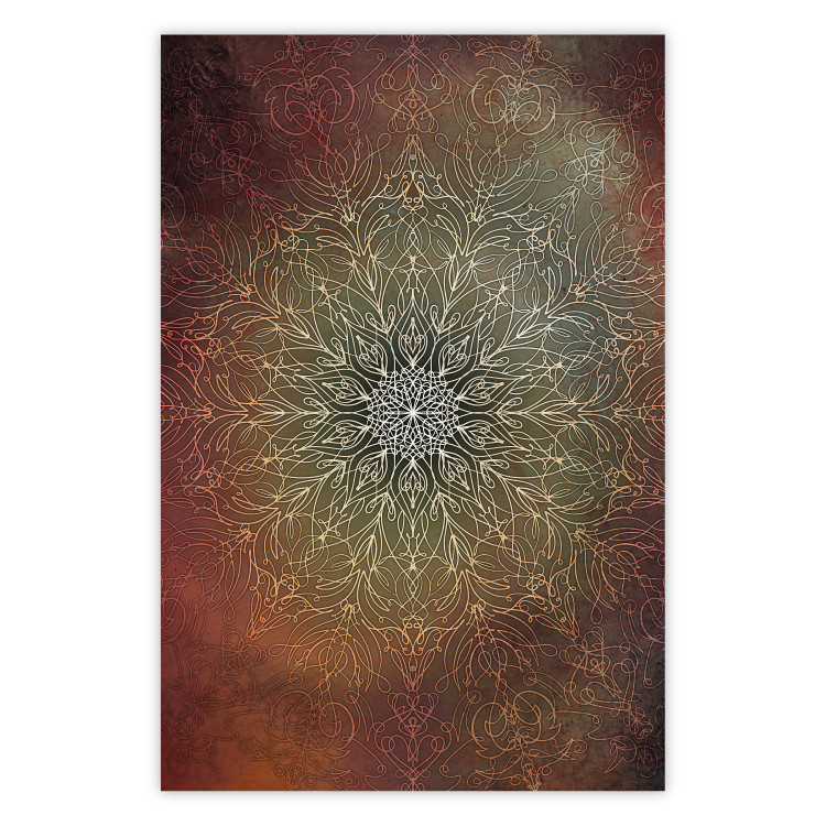 Wall Poster Oriental Wheel - composition with a Mandala in shades of gold in a zen style 118794