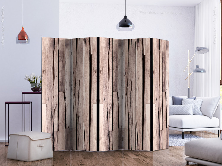 Folding Screen Whisper of Spring II - texture of unevenly shaped wooden planks 122994 additionalImage 2