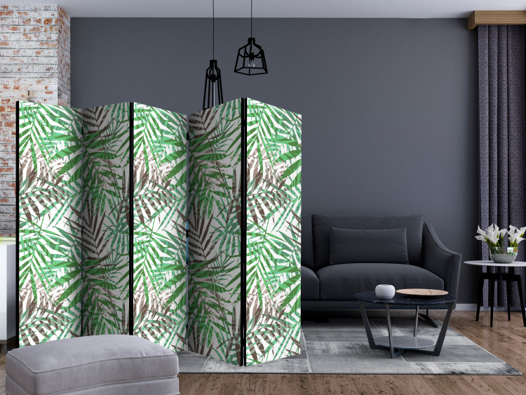 Room Separator Wild Leaves II - tropical and colorful foliage motif on a white background 123294 additionalImage 4