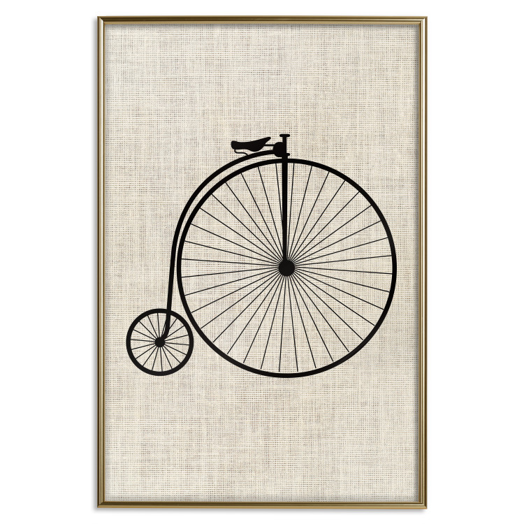 Wall Poster Vintage Bicycle - vehicle with large front wheel on fabric texture 123794 additionalImage 20