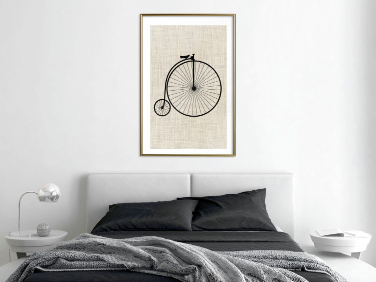 Wall Poster Vintage Bicycle - vehicle with large front wheel on fabric texture 123794 additionalImage 15