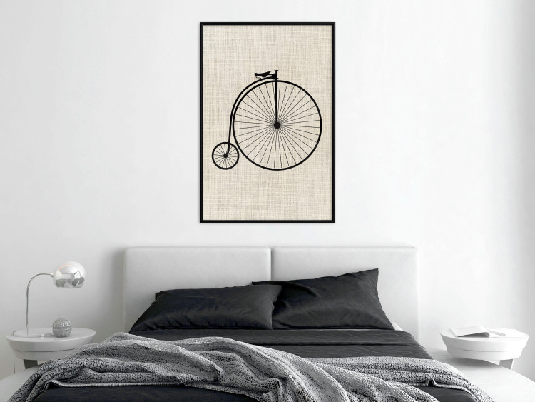 Wall Poster Vintage Bicycle - vehicle with large front wheel on fabric texture 123794 additionalImage 8