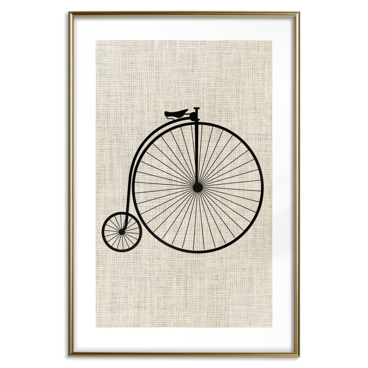 Wall Poster Vintage Bicycle - vehicle with large front wheel on fabric texture 123794 additionalImage 14