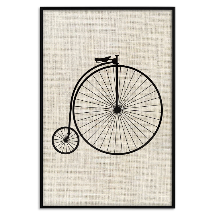 Wall Poster Vintage Bicycle - vehicle with large front wheel on fabric texture 123794 additionalImage 18