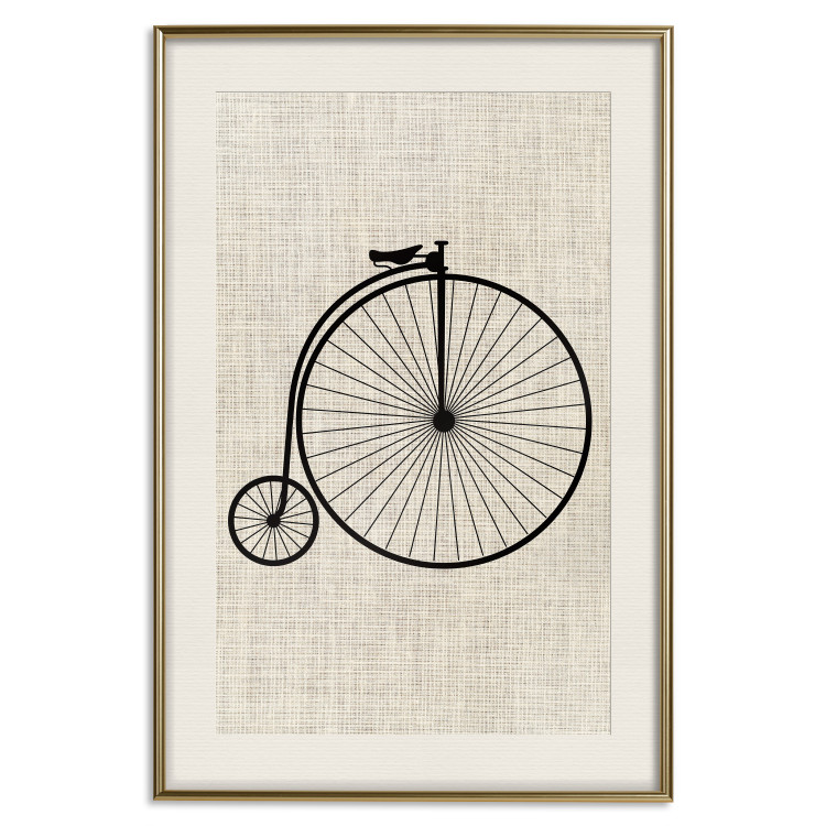 Wall Poster Vintage Bicycle - vehicle with large front wheel on fabric texture 123794 additionalImage 19