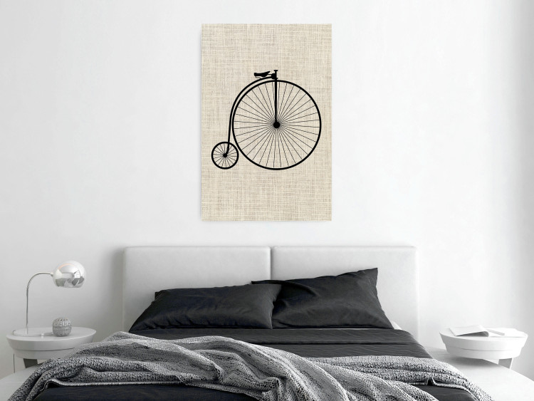 Wall Poster Vintage Bicycle - vehicle with large front wheel on fabric texture 123794 additionalImage 17