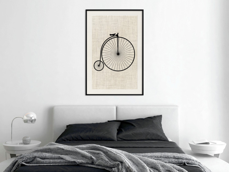 Wall Poster Vintage Bicycle - vehicle with large front wheel on fabric texture 123794 additionalImage 22