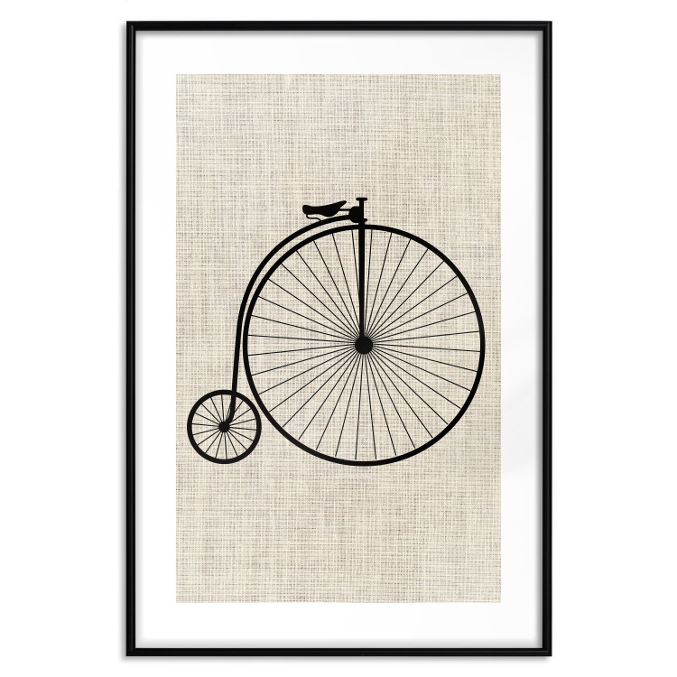 Wall Poster Vintage Bicycle - vehicle with large front wheel on fabric texture 123794 additionalImage 15