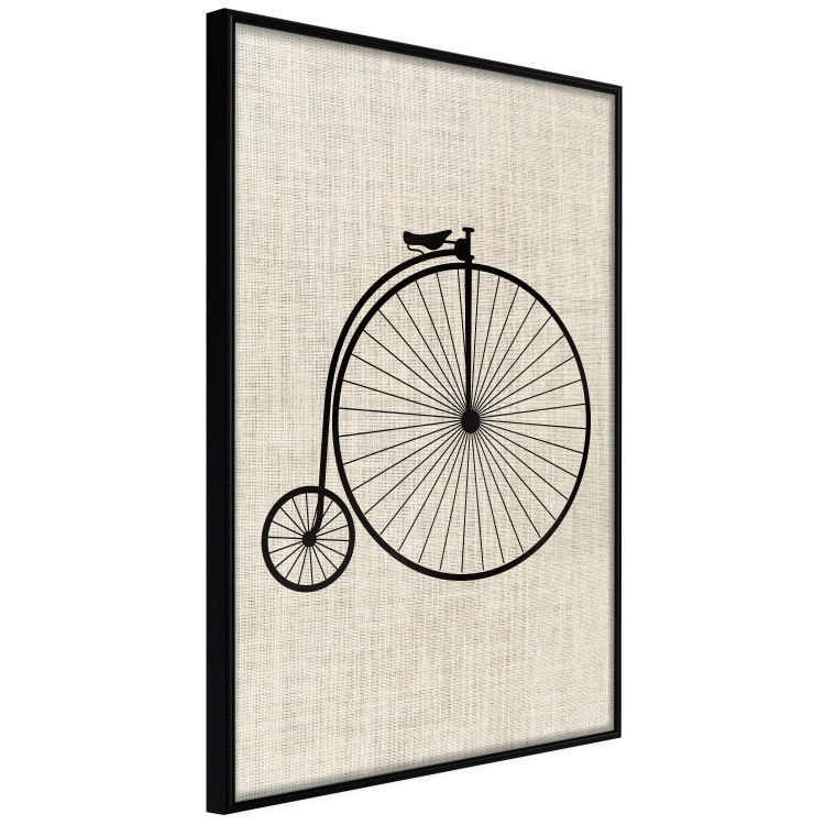 Wall Poster Vintage Bicycle - vehicle with large front wheel on fabric texture 123794 additionalImage 2